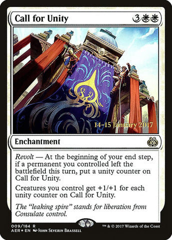 Call for Unity  (Prerelease) [Aether Revolt Prerelease Promos]