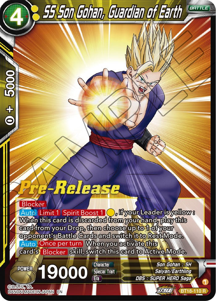 SS Son Gohan, Guardián de la Tierra (BT18-110) [Promociones preliminares de Dawn of the Z-Legends] 