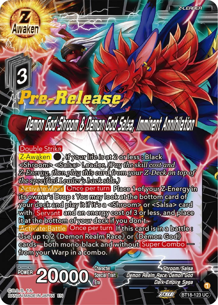 Demon God Shroom &amp; Demon God Salsa, Annihilation imminente (BT18-123) [Dawn of the Z-Legends Prerelease Promos] 