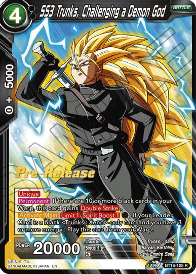 SS3 Trunks, desafiando a un dios demonio (BT16-108) [Promociones de presentación de Realm of the Gods] 