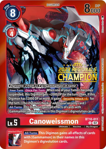 Canoweissmon [BT10-011] (2023 Regionals Champion) [Xros Encounter Promos]