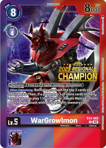 WarGrowlmon [EX3-062] (2023 Regionals Champion) [Draconic Roar Promos]