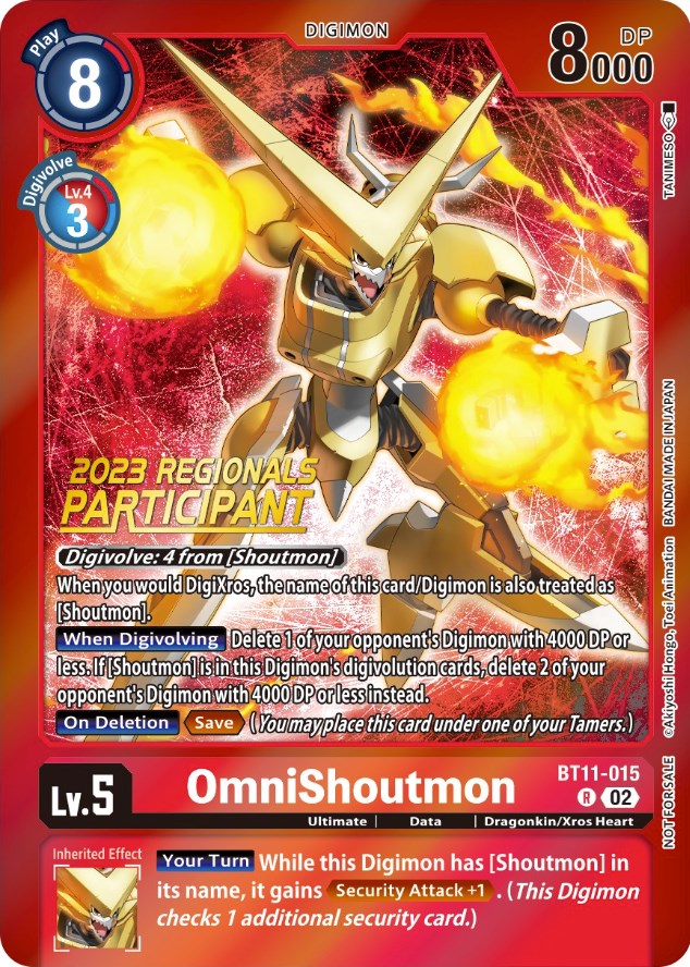 OmniShoutmon [BT11-015] (2023 Regionals Participant) [Dimensional Phase Promos]