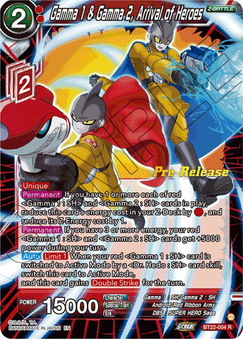 Gamma 1 & Gamma 2, Arrival of Heroes (BT22-004) [Critical Blow Prerelease Promos]