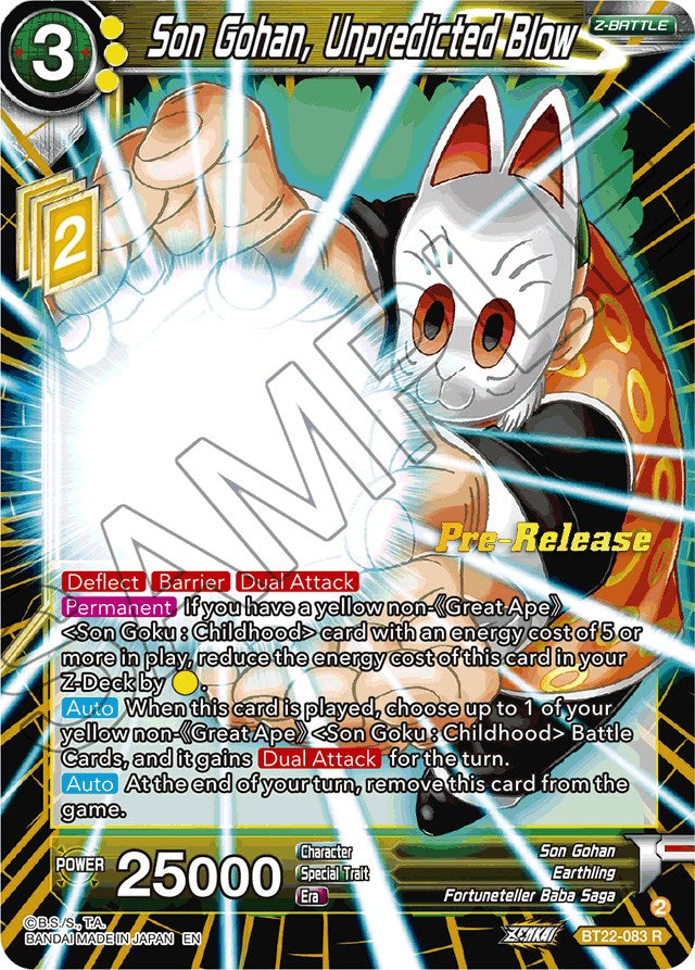 Son Gohan, Unpredicted Blow (BT22-083) [Critical Blow Prerelease Promos]