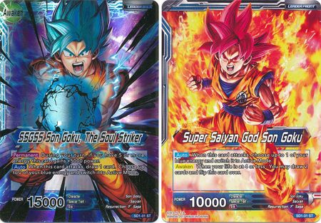 Super Saiyan God Son Goku // SSGSS Son Goku, The Soul Striker (Starter Deck - The Awakening) (SD1-01) [Galactic Battle]