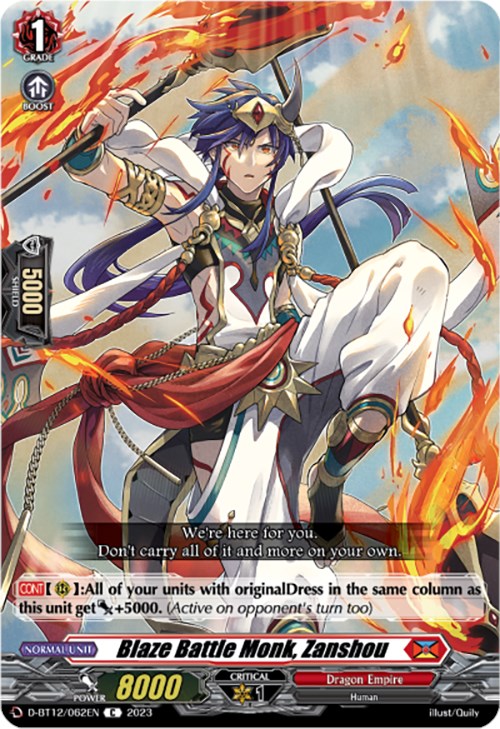 Blaze Battle Monk, Zanshou (D-BT12/062EN) [Evenfall Onslaught]