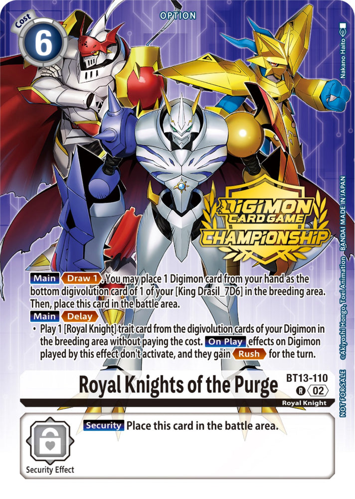 Royal Knights of the Purge [BT13-110] (Championship 2023 Tamers Pack) [Versus Royal Knights Promos]