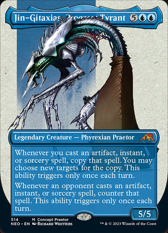 Jin-Gitaxias, Progress Tyrant (Borderless Concept Praetors Step-and-Compleat Foil) [Phyrexia: All Will Be One]