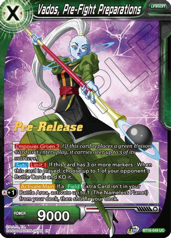 Vados, Preparativos previos a la pelea (BT16-049) [Promociones preliminares de Realm of the Gods] 