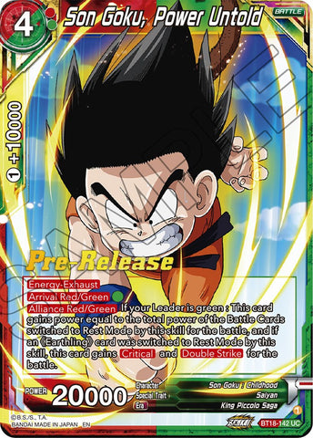 Son Goku, Power Untold (BT18-142) [Promociones preliminares de Dawn of the Z-Legends] 