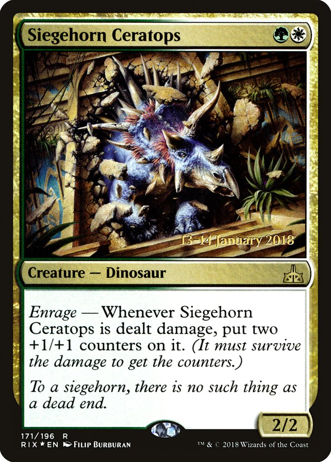 Siegehorn Ceratops (Avant-première) [Rivals of Ixalan Prerelease Promos] 