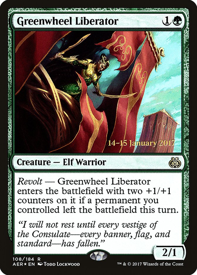 Greenwheel Liberator  (Prerelease) [Aether Revolt Prerelease Promos]