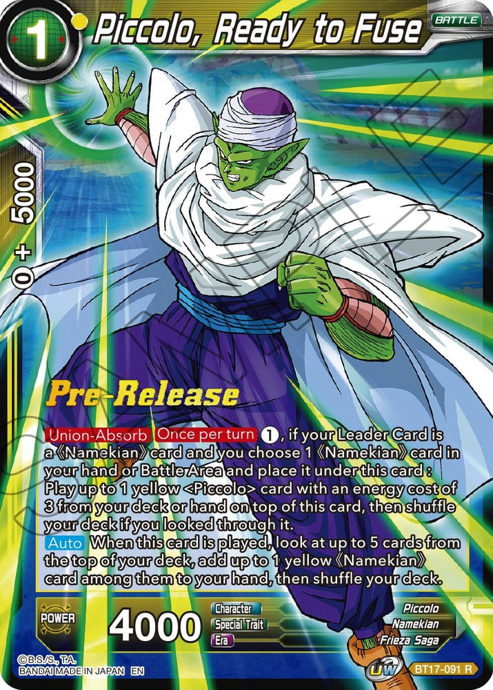 Piccolo, Ready to Fuse (BT17-091) [Promociones de presentación de Ultimate Squad] 