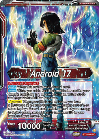 Android 17 // Warriors of Universe 7, United as One (BT20-001) [Power Absorbed Prerelease Promos]