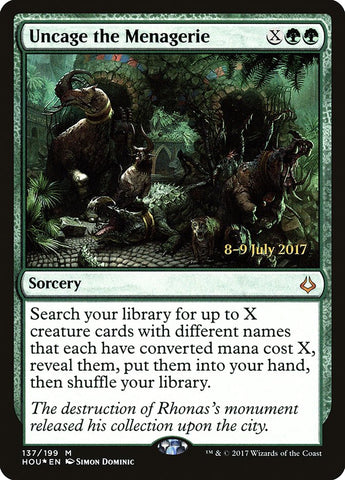 Uncage the Menagerie  (Prerelease) [Hour of Devastation Prerelease Promos]