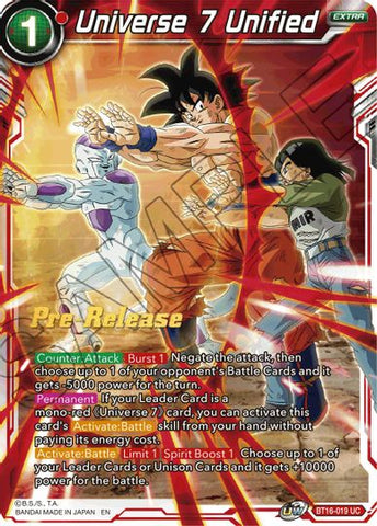 Universe 7 Unified (BT16-019) [Realm of the Gods Prerelease Promos]