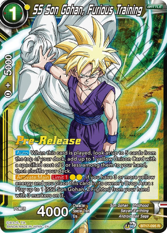 SS Son Gohan, Furious Training (BT17-095) [Ultimate Squad Prerelease Promos]