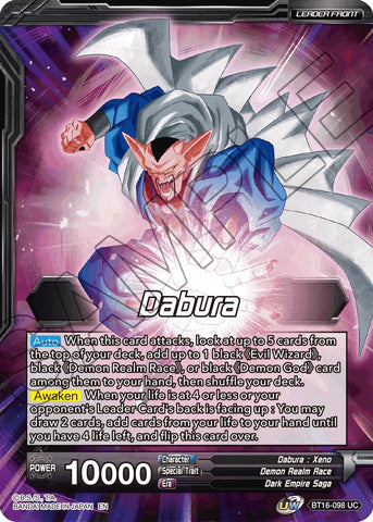 Dabura // Demon God Dabura, Diabolical Awakening (BT16-098) [Promociones de presentación del Reino de los Dioses] 