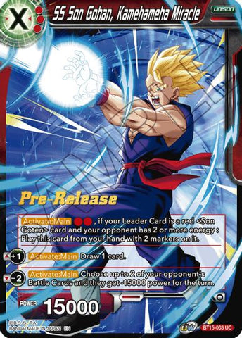 SS Son Gohan, Kamehameha Miracle (BT15-003) [Promociones de presentación de Saiyan Showdown] 