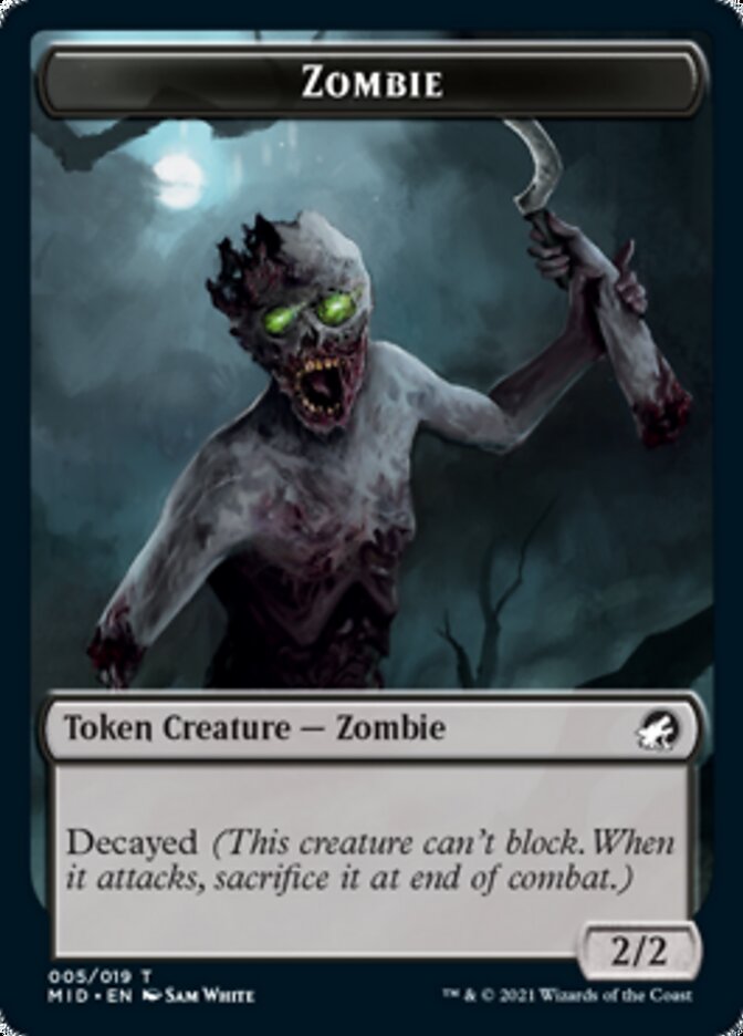 Zombi (005) // Ficha de doble cara de Wrenn y Seven Emblem [Innistrad: fichas de caza de medianoche] 