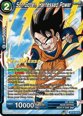 Son Goten, Harnessed Power (BT16-029) [Promociones preliminares de Realm of the Gods] 