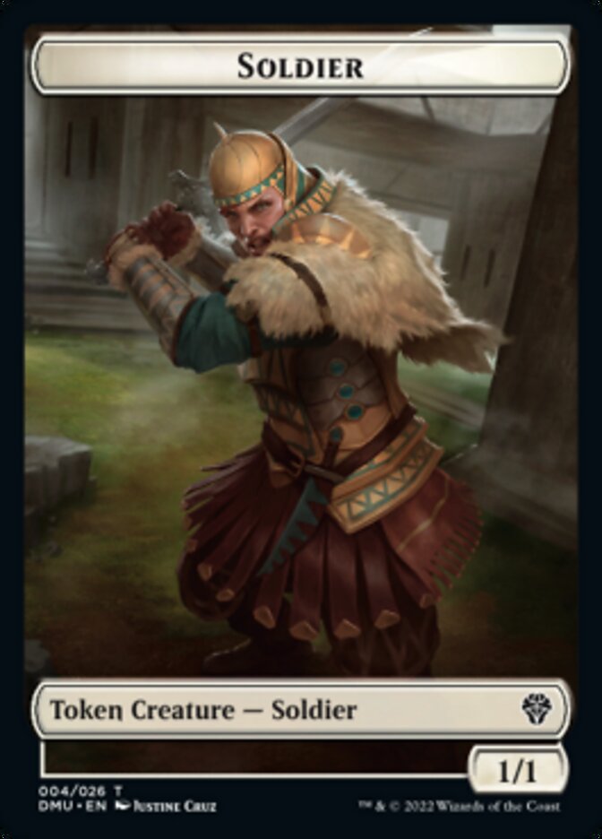 Soldier // Ajani, Sleeper Agent Emblem Token de doble cara [Dominaria United Tokens] 
