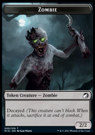 Zombi (005) // Ficha de pista de doble cara [Innistrad: fichas de caza de medianoche] 