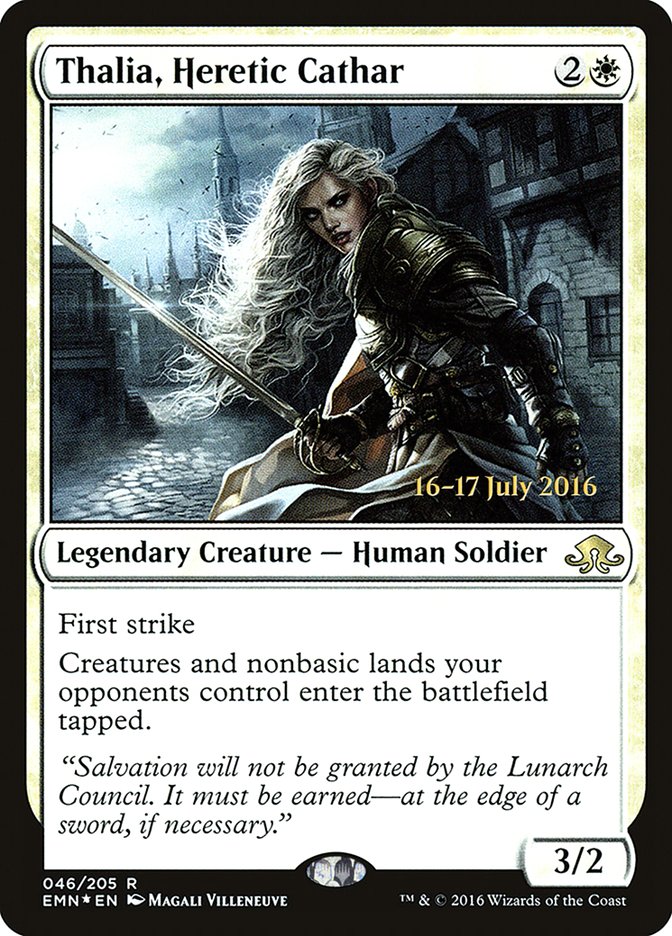 Thalia, Heretic Cathar  (Prerelease) [Eldritch Moon Prerelease Promos]