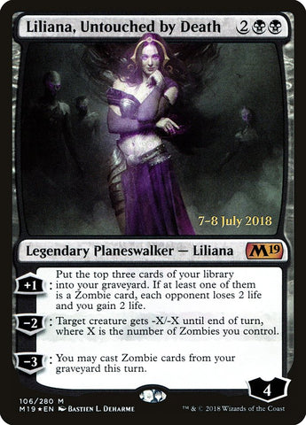 Liliana, Untouched by Death  (Prerelease) [Core Set 2019 Prerelease Promos]