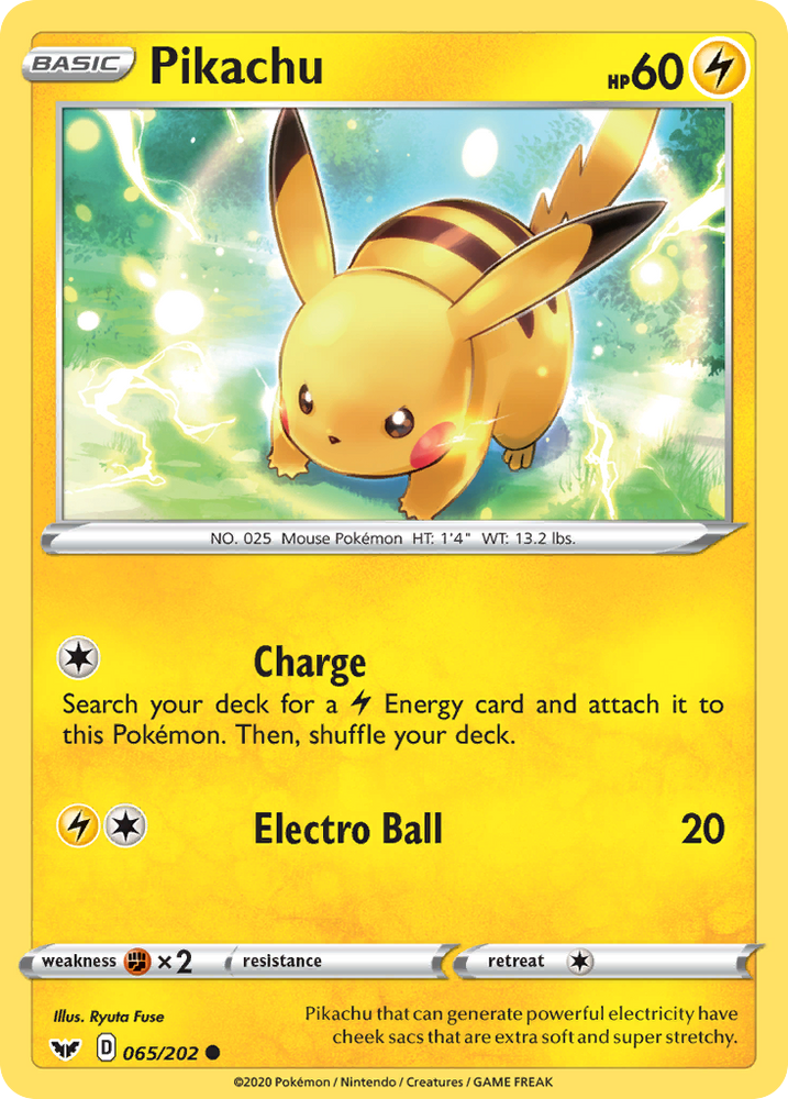 Pikachu (65/202) [Épée et Bouclier : Ensemble de base] 