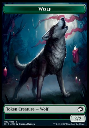 Loup // Teferi, qui ralentit le jeton double face de l'emblème du coucher du soleil [Innistrad : jetons de chasse de minuit] 