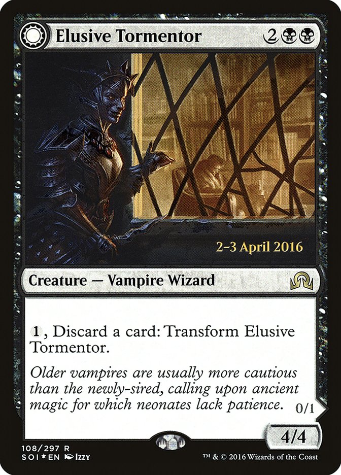 Elusive Tormentor // Insidious Mist (Prerelease) [Shadows over Innistrad Prerelease Promos]