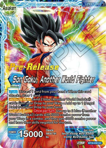 Son Goku // Son Goku, Another World Fighter (BT18-030) [Promociones preliminares de Dawn of the Z-Legends] 