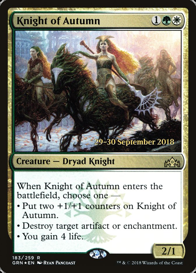 Knight of Autumn  (Prerelease) [Guilds of Ravnica Prerelease Promos]