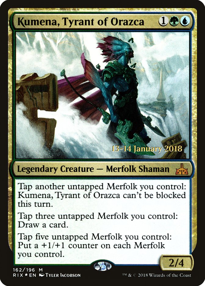 Kumena, Tyrant of Orazca (Prerelease) [Rivals of Ixalan Prerelease Promos]