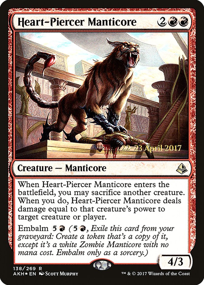 Heart-Piercer Manticore  (Prerelease) [Amonkhet Prerelease Promos]