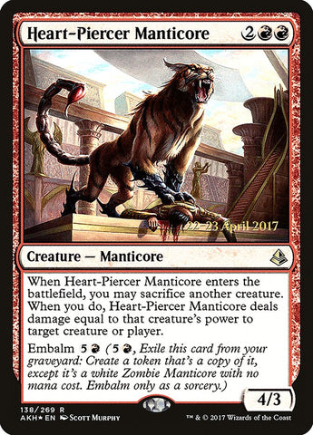 Heart-Piercer Manticore  (Prerelease) [Amonkhet Prerelease Promos]