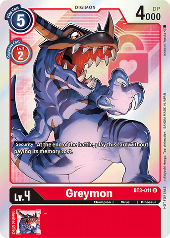 Greymon [BT3-011] (Promoción Buy-A-Box) [Promociones especiales de lanzamiento de Booster Ver.1.5] 