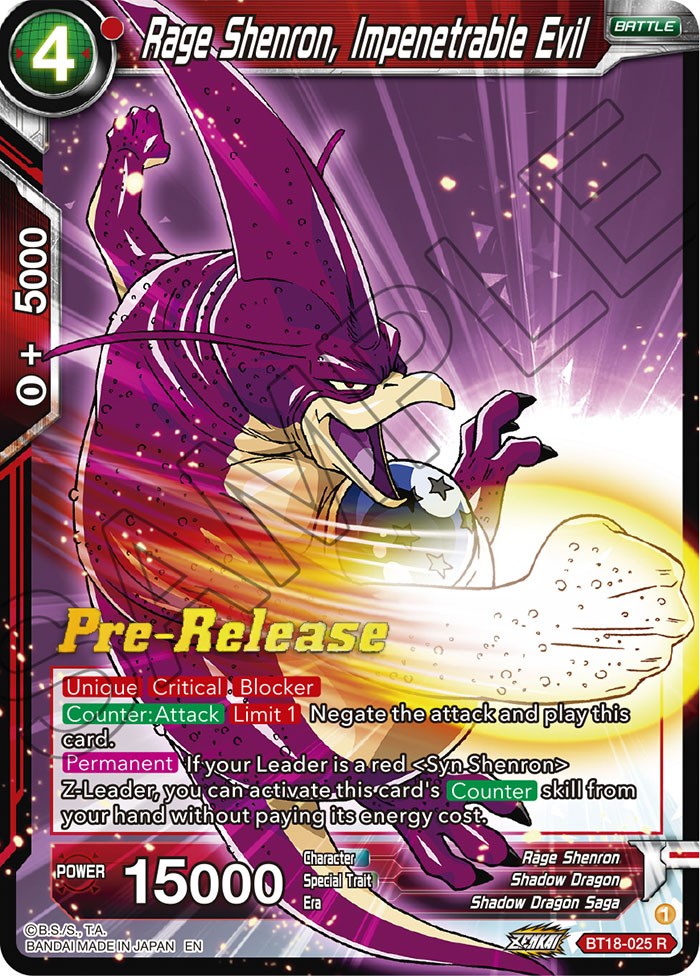 Rage Shenron, Impenetrable Evil (BT18-025) [Promos preliminares de Dawn of the Z-Legends] 