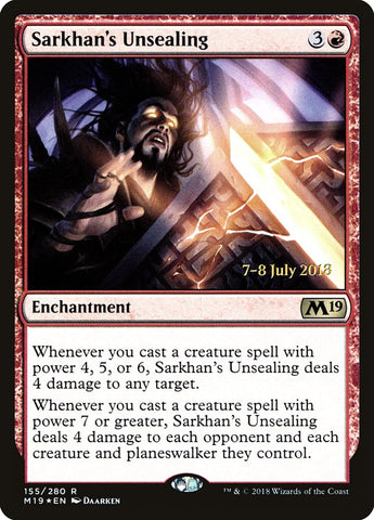 Sarkhan's Unsealing  (Prerelease) [Core Set 2019 Prerelease Promos]