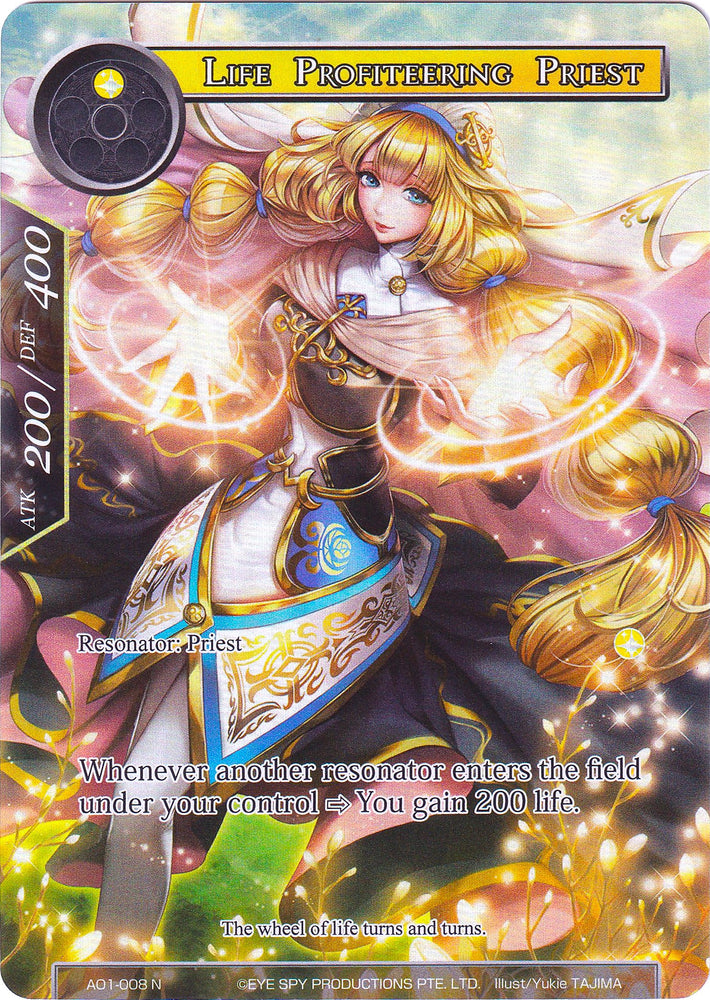 Life Profiteering Priest (Full Art) (AO1-008) [Alice Origin]