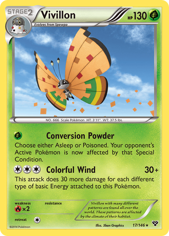 Vivillon (17/146) (Forme des Hautes Plaines/Ailes Orange) [XY : Ensemble de base] 