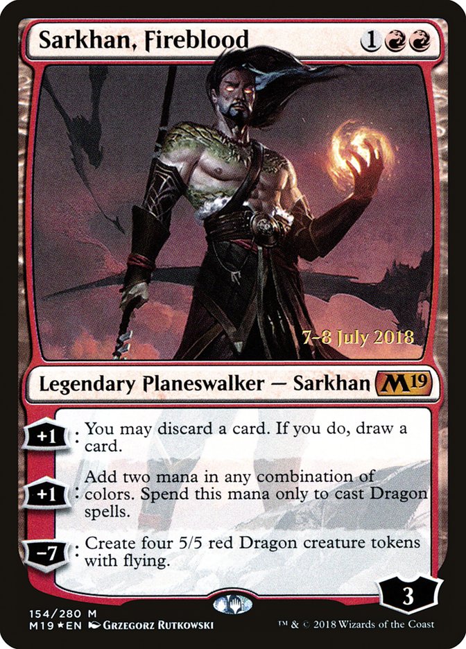 Sarkhan, Fireblood  (Prerelease) [Core Set 2019 Prerelease Promos]