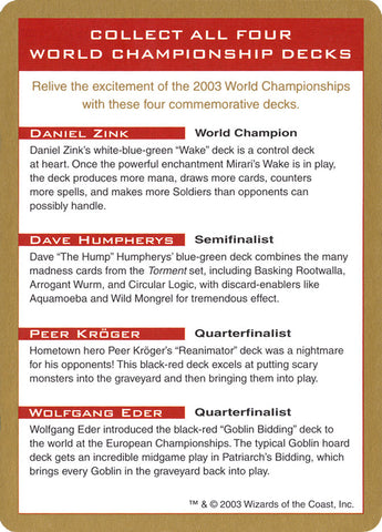 Anuncio del Campeonato Mundial 2003 [Barajas del Campeonato Mundial 2003] 