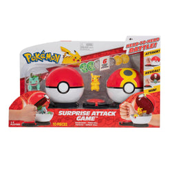 Jazwares Pokemon Surprise Attack Game Pikachu with Repeat Ball vs. Bulbasaur with Poke Ball