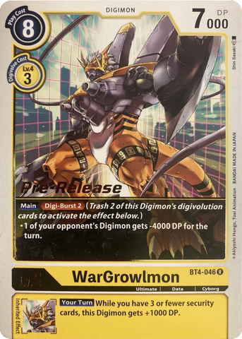 WarGrowlmon [BT4-046] [Promociones previas al lanzamiento de Great Legend] 
