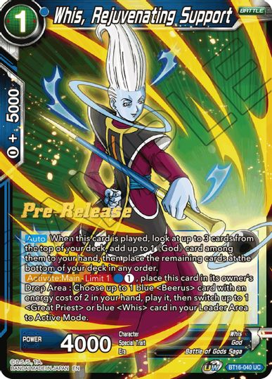 Whis, apoyo rejuvenecedor (BT16-040) [Promociones preliminares de Realm of the Gods] 