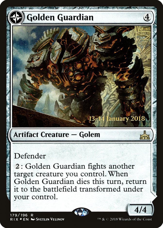 Golden Guardian // Gold-Forge Garrison (Prerelease) [Rivals of Ixalan Prerelease Promos]