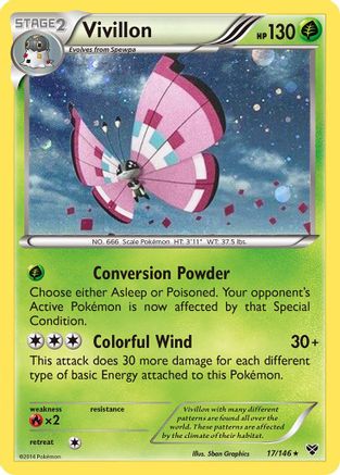 Vivillon (17/146) (Forma de pradera/Alas rosadas) (Cosmos Holo) [XY: Juego básico] 